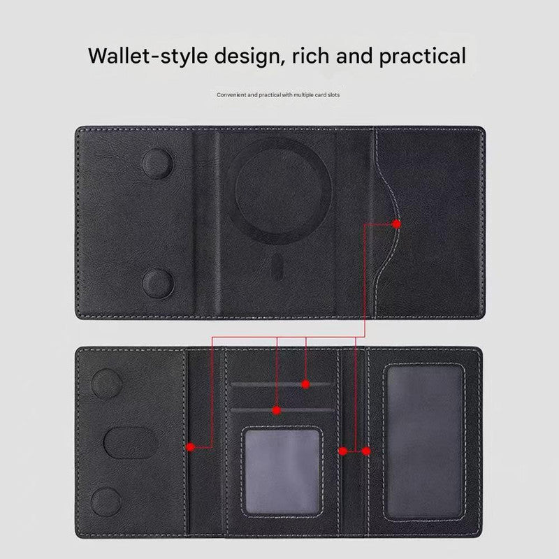 Dark Blue 3-in-1 Magnetic Wallet for MagSafe - Slim PU Leather Card Holder with Kickstand