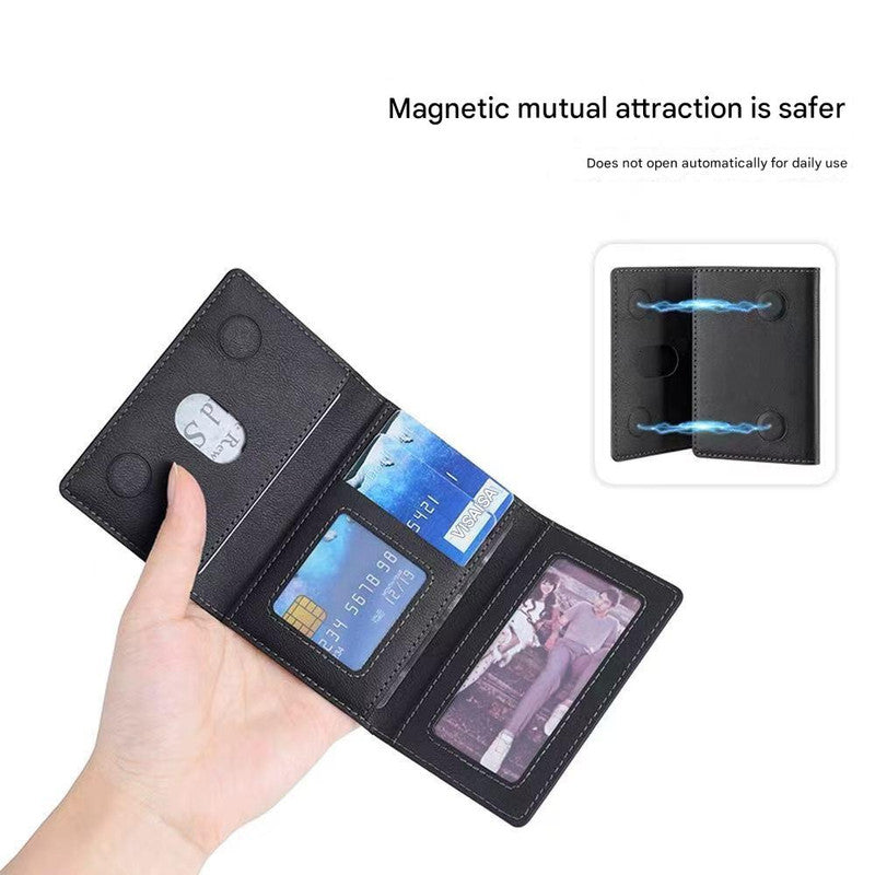 Dark Blue 3-in-1 Magnetic Wallet for MagSafe - Slim PU Leather Card Holder with Kickstand