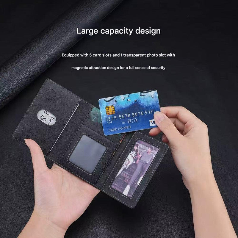 Dark Blue 3-in-1 Magnetic Wallet for MagSafe - Slim PU Leather Card Holder with Kickstand