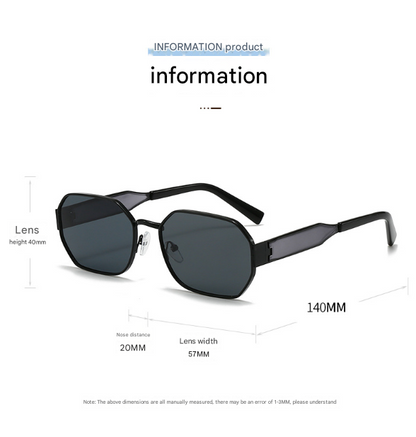 Silver Frame and Grey Lenses Modern Retro Geometric Sunglasses - Chic Metal Frame with UV400 Lenses and Black PU Leather Protective Case