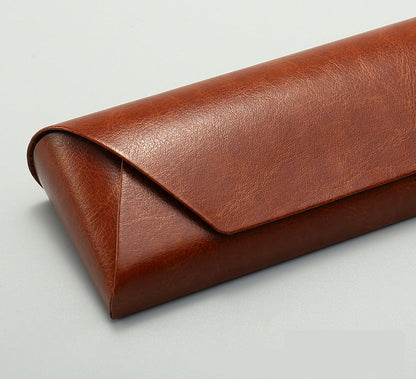 2 Pcs Black Vintage Style PU Leather Eyewear Case - Protective Hard Shell with Soft Lining
