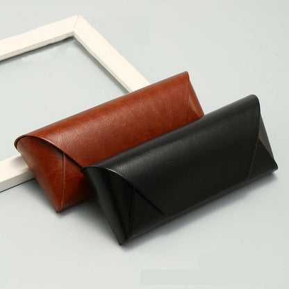 2 Pcs ( 1 Brown + 1 Black ) Vintage Style PU Leather Eyewear Case - Protective Hard Shell with Soft Lining