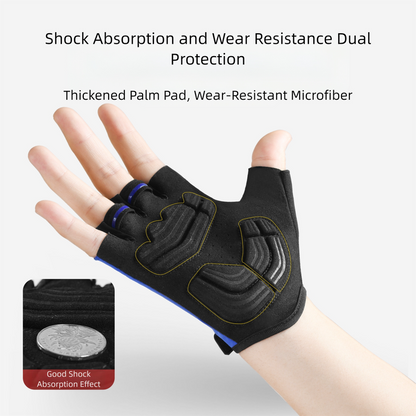Size M Red Padded Half-Finger Cycling Gloves - Breathable Shock-Absorbing Workout Gloves for Gym & Fitness