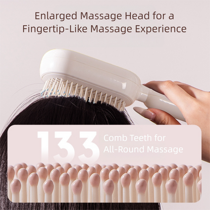 Blue Innovative Self-Cleaning Cushion Hairbrush - Retractable Bristle Detangling & Scalp Massager