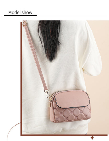 Blue Chic Quilted Crossbody Bag - Multi-Compartment PU Leather Shoulder Purse