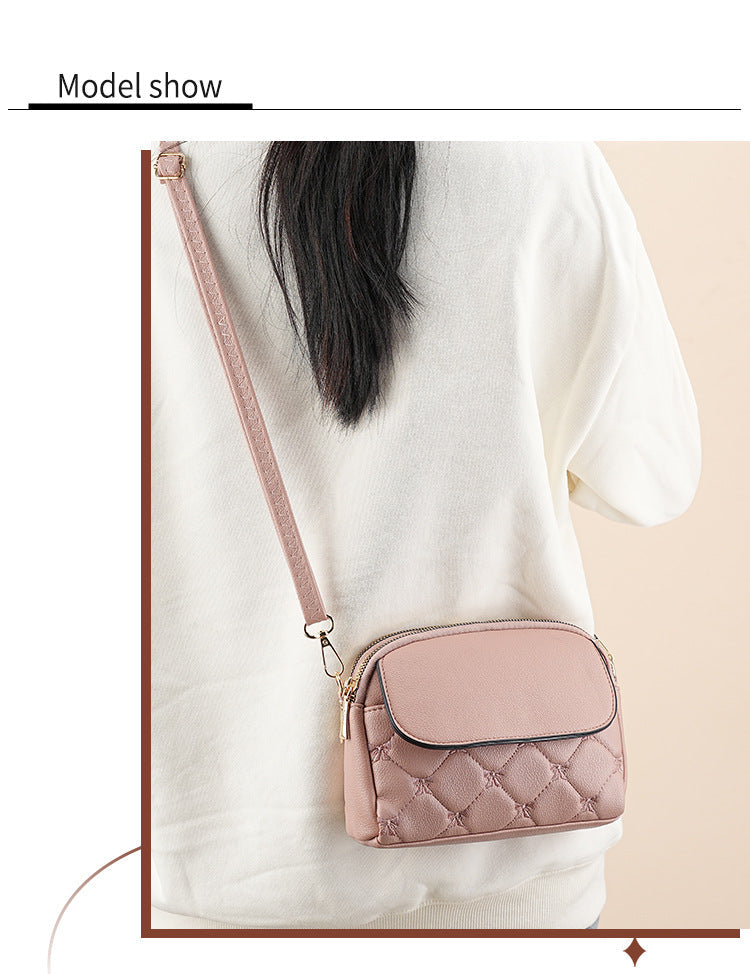 Red Chic Quilted Crossbody Bag - Multi-Compartment PU Leather Shoulder Purse