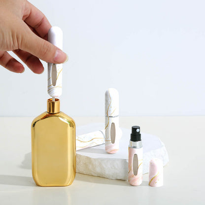 Light Pink Chic Marble Travel Perfume Atomizer Set (3-Pack) - 5ml Leakproof Bottom-Fill Spray Bottles
