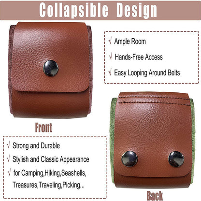 Green Collapsible Canvas Foraging Pouch - Hands-Free Belt Bag for Hiking & Camping Activities
