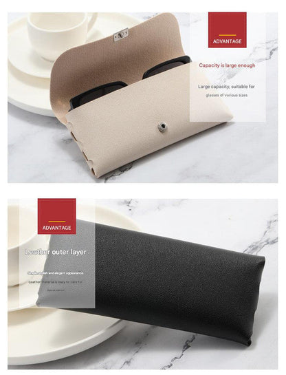 Black Sleek PU Leather Eyeglass Pouch Set (3-Pack) - Slim Protective Case for Sunglasses