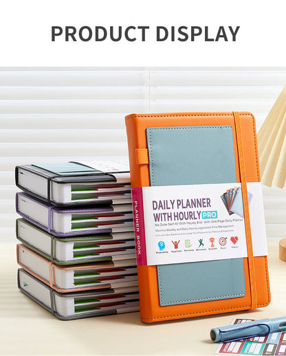 Green A5 PU Leather Agenda for Productivity & Time Management-Undated Daily & Hourly Planner Pro
