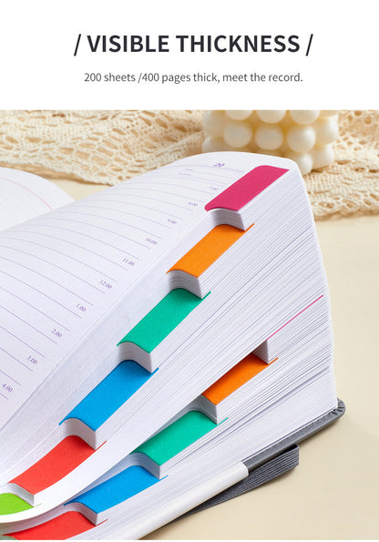 Black A5 PU Leather Agenda for Productivity & Time Management-Undated Daily & Hourly Planner Pro
