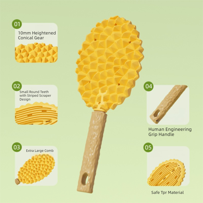 Green Pet Durian Massage Comb 2-Pack - Cat Deshedding Brush with Dual-Sided TPR Design for Soft Skin and Fur Cleaning