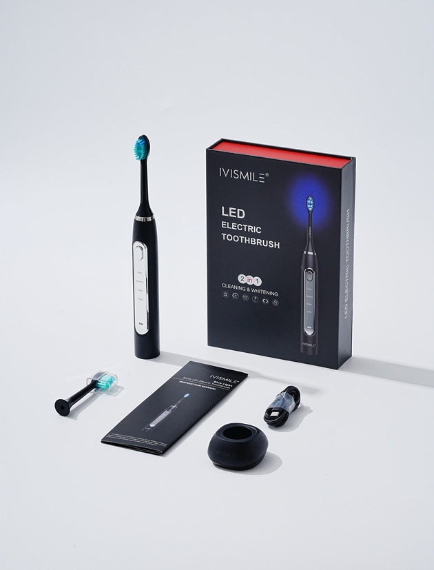 Black 03TB Electric Toothbrush Replacement Heads 2-Pack - Blue Light Whitening Sonic Cleaning Brush Heads for Smart Toothbrushes