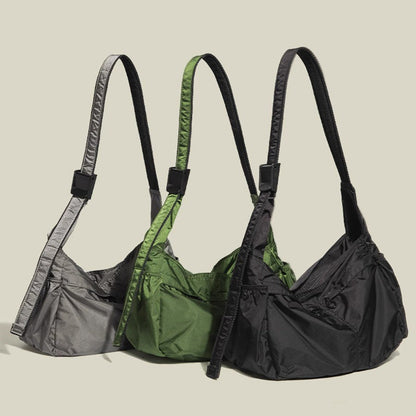 Black Large Capacity Nylon Tote Bag - Water Resistant Casual Shoulder Bag for Daily Use and Outdoor Activities