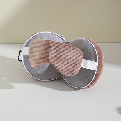Brown and Grey 3-in-1 Foldable Sleep Eye Mask with Neck Pillow - Compact Travel Pillow for Airplane, Office Naps and Restful Sleep