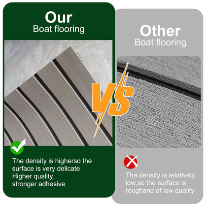 Grey Striped EVA Boat Deck Mat - Waterproof Non-Slip Flooring for Yacht, Boat, and Outdoor Use(2400x300x6mm)