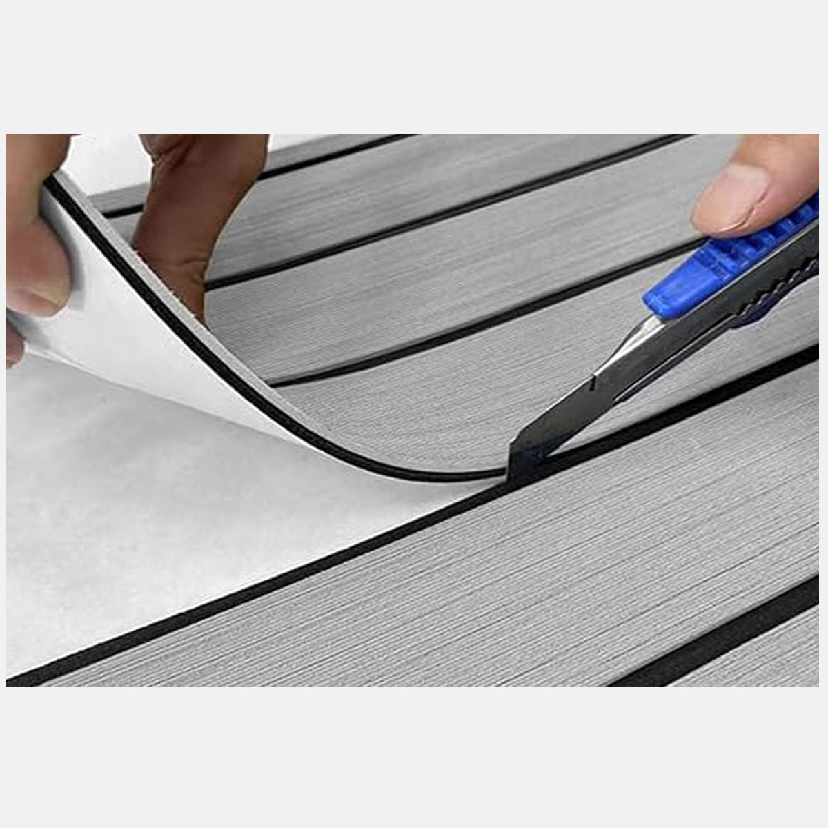 Grey Striped EVA Boat Deck Mat - Waterproof Non-Slip Flooring for Yacht, Boat, and Outdoor Use(2400x300x6mm)