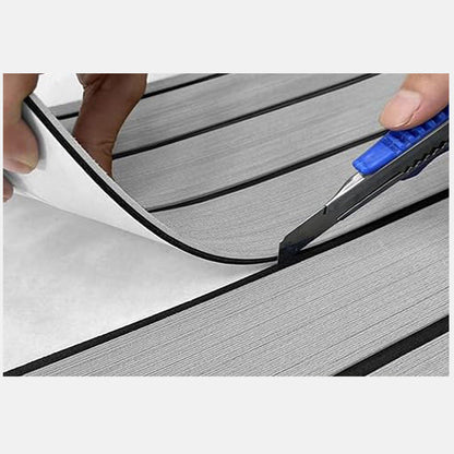 Grey Striped EVA Boat Deck Mat - Waterproof Non-Slip Flooring for Yacht, Boat, and Outdoor Use(2400x300x6mm)