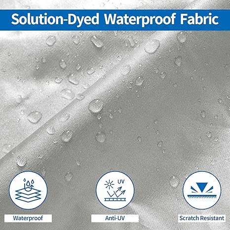 Grey Heavy Duty Waterproof Tarp Covers with Storage Bag, Fits V-Hull, Fish&Ski, Pro-Style, Fishing, Runabout, Bass Boats, 11-13 feet (420cm x 270cm)