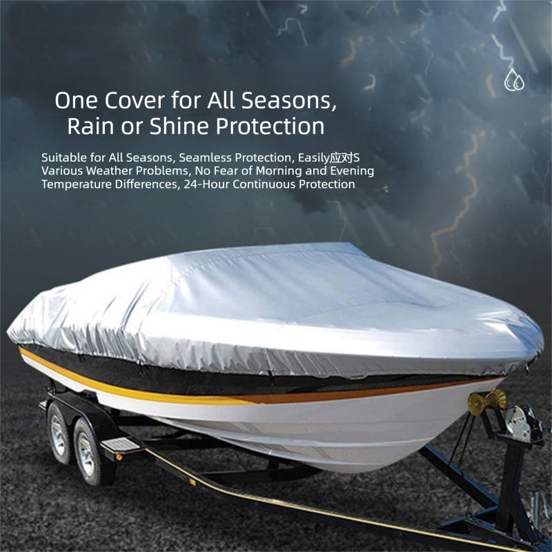 Black Heavy Duty Waterproof Tarp Covers with Storage Bag, Fits V-Hull, Fish&Ski, Pro-Style, Fishing, Runabout, Bass Boats, 14-16FT(530cm*290cm)