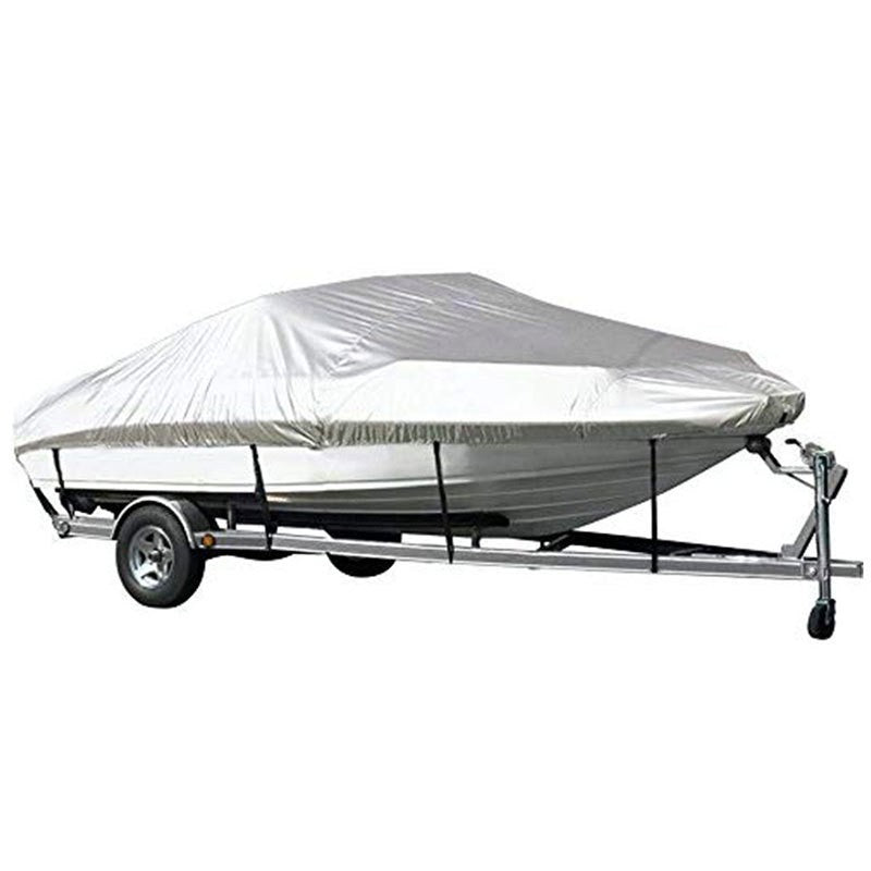 Grey Heavy Duty Waterproof Tarp Covers with Storage Bag, Fits V-Hull, Fish&Ski, Pro-Style, Fishing, Runabout, Bass Boats, 20-22FT(700cm*320cm)