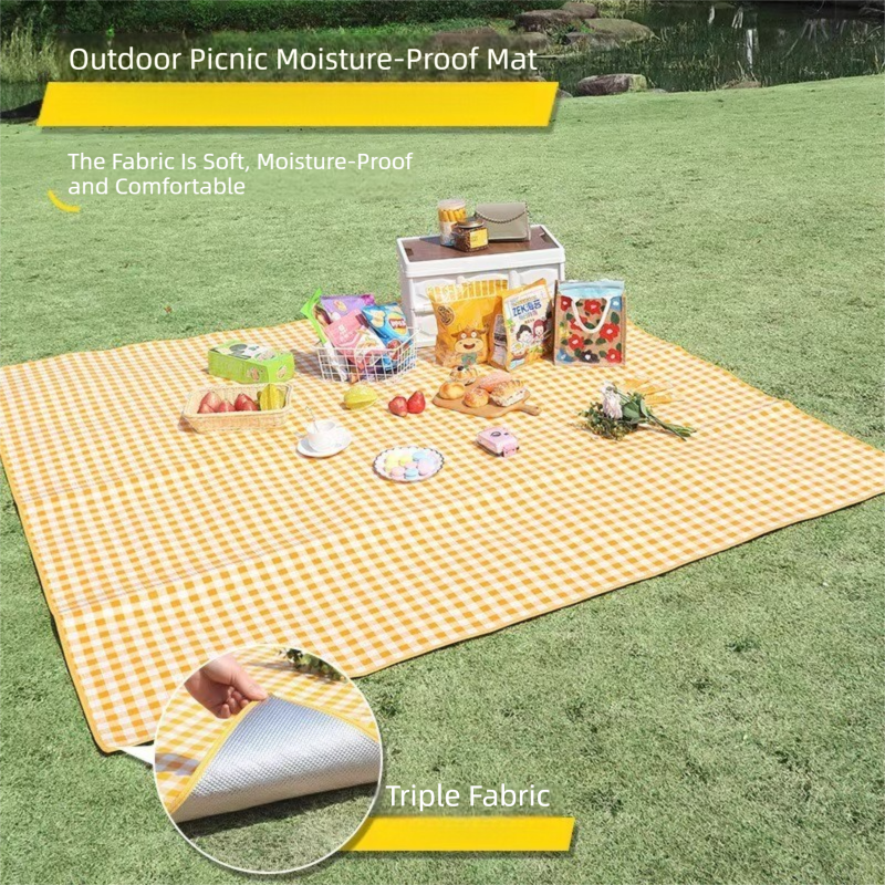 Yellow Lightweight Thickened Picnic Mat â€“ Waterproof Outdoor Camping Ground Sheet for Hiking, Parks and Picnics(1.5*2Mï¼‰