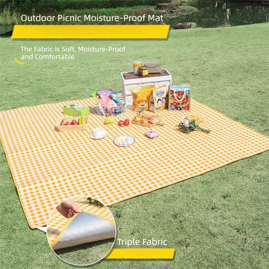 Yellow Lightweight Thickened Picnic Mat â€“ Waterproof Outdoor Camping Ground Sheet for Hiking, Parks and Picnics(1.5*2Mï¼‰