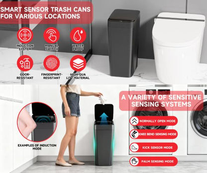 Grey Smart Sensor Trash Can â€“ Slim, Durable, and Hands-Free Waste Bin for Kitchen, Bathroom, or Living Room
