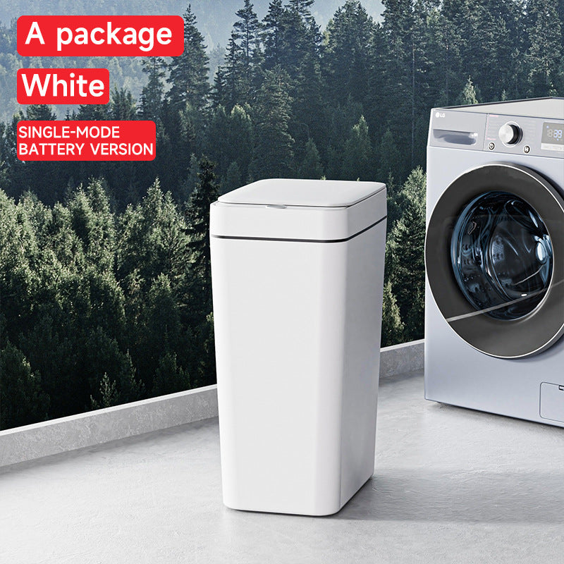 White Smart Sensor Trash Can â€“ Slim, Durable, and Hands-Free Waste Bin for Kitchen, Bathroom, or Living Room