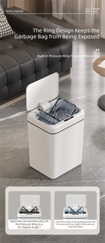 White Smart Sensor Trash Can â€“ 20L Capacity, Touch-Free Operation with Odor-Blocking & Waterproof Design