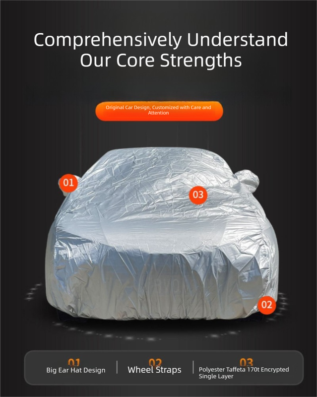 Silver 3XL+ Universal Car Cover â€“ 170T Taffeta Fabric, All-Weather Protection for Cars(5000Ã—2000Ã—1500MM)