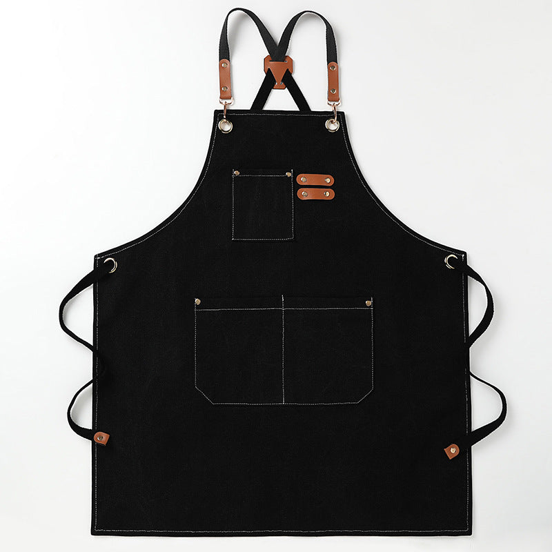 Black 16-ounce Heavy-Duty Canvas Apron â€“ Durable, Waterproof & Oil-Resistant Kitchen Workwear for Cooking and Crafting