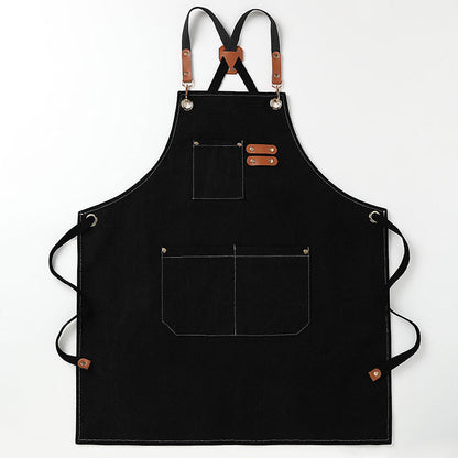 Black 16-ounce Heavy-Duty Canvas Apron â€“ Durable, Waterproof & Oil-Resistant Kitchen Workwear for Cooking and Crafting