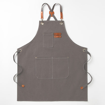 Grey 16-ounce Heavy-Duty Canvas Apron â€“ Durable, Waterproof & Oil-Resistant Kitchen Workwear for Cooking and Crafting