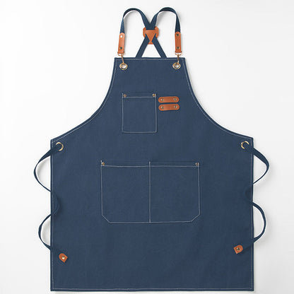Blue 16-ounce Heavy-Duty Canvas Apron â€“ Durable, Waterproof & Oil-Resistant Kitchen Workwear for Cooking and Crafting