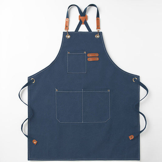 Blue 16-ounce Heavy-Duty Canvas Apron â€“ Durable, Waterproof & Oil-Resistant Kitchen Workwear for Cooking and Crafting