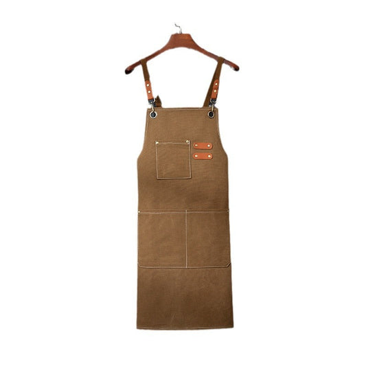 Brown 16-ounce Heavy-Duty Canvas Apron â€“ Durable, Waterproof & Oil-Resistant Kitchen Workwear for Cooking and Crafting