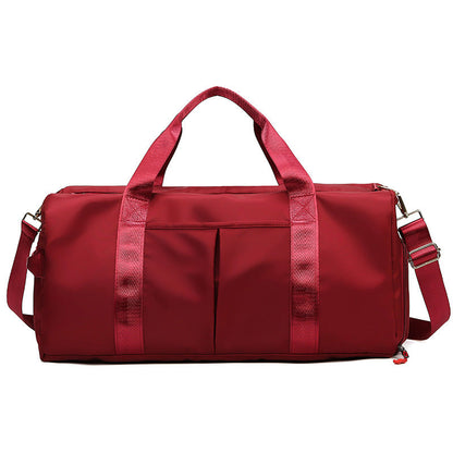 Red Large Capacity Travel Duffel Bag â€“ Wet & Dry Separation, Shoe Compartment, and Luggage Sleeve for Gym, Yoga, and Short Trips