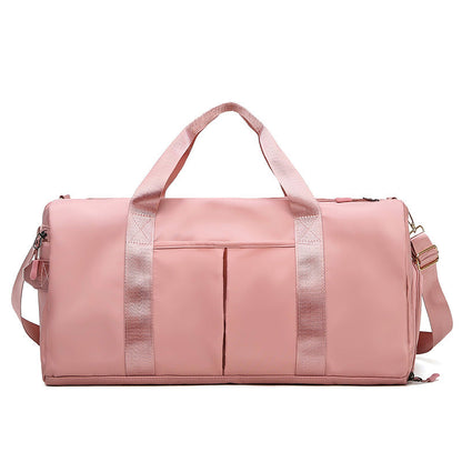 Pink Large Capacity Travel Duffel Bag â€“ Wet & Dry Separation, Shoe Compartment, and Luggage Sleeve for Gym, Yoga, and Short Trips