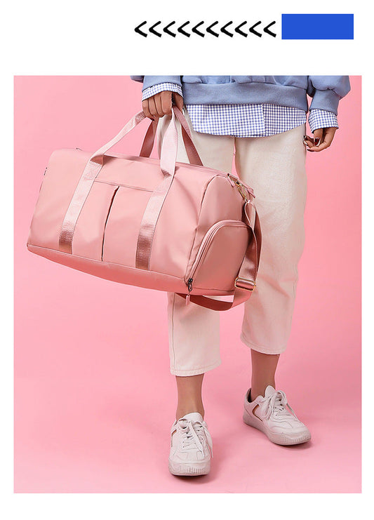 Pink Large Capacity Travel Duffel Bag â€“ Wet & Dry Separation, Shoe Compartment, and Luggage Sleeve for Gym, Yoga, and Short Trips