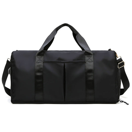 Black Large Capacity Travel Duffel Bag â€“ Wet & Dry Separation, Shoe Compartment, and Luggage Sleeve for Gym, Yoga, and Short Trips