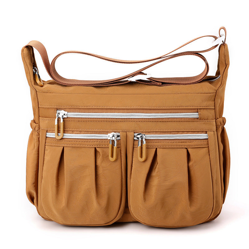 Brown Multi-Pocket Lightweight Nylon Crossbody Bag â€“ Stylish, Functional, and Spacious Shoulder Bag for Women