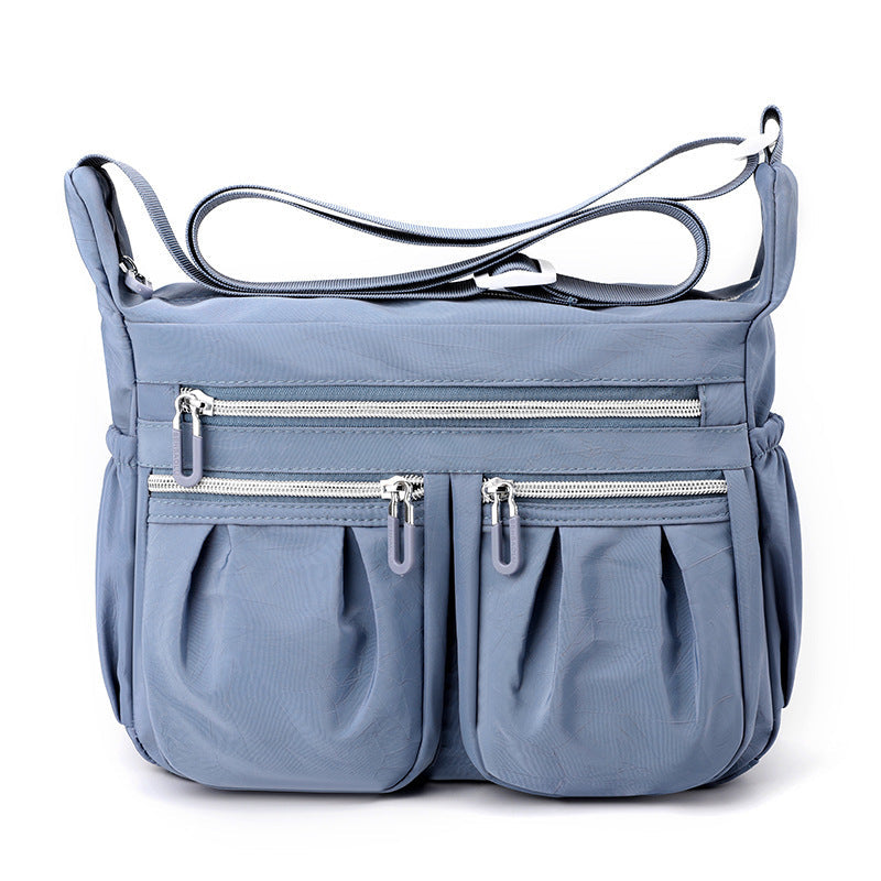 Blue Multi-Pocket Lightweight Nylon Crossbody Bag â€“ Stylish, Functional, and Spacious Shoulder Bag for Women