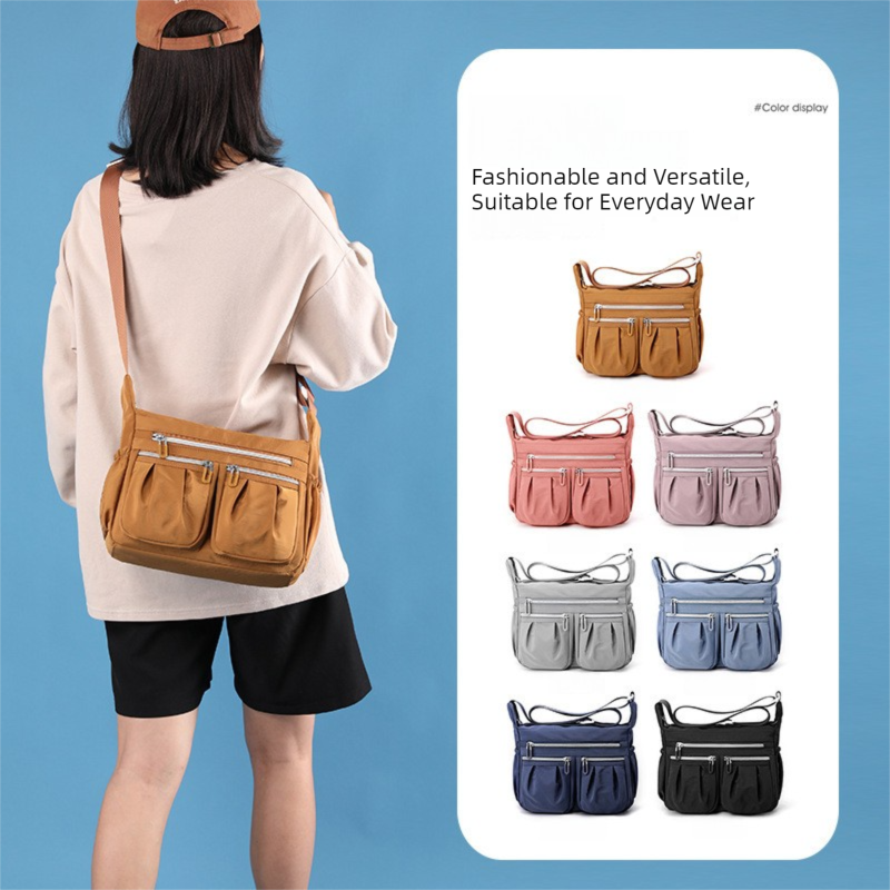 Blue Multi-Pocket Lightweight Nylon Crossbody Bag â€“ Stylish, Functional, and Spacious Shoulder Bag for Women