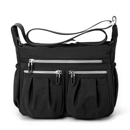 Black Multi-Pocket Lightweight Nylon Crossbody Bag â€“ Stylish, Functional, and Spacious Shoulder Bag for Women
