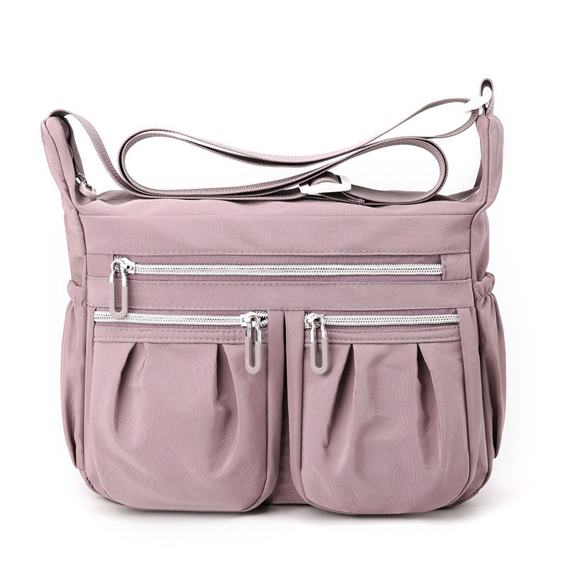 Purple Multi-Pocket Lightweight Nylon Crossbody Bag â€“ Stylish, Functional, and Spacious Shoulder Bag for Women