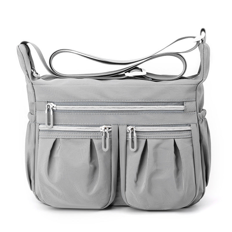 Grey Multi-Pocket Lightweight Nylon Crossbody Bag â€“ Stylish, Functional, and Spacious Shoulder Bag for Women
