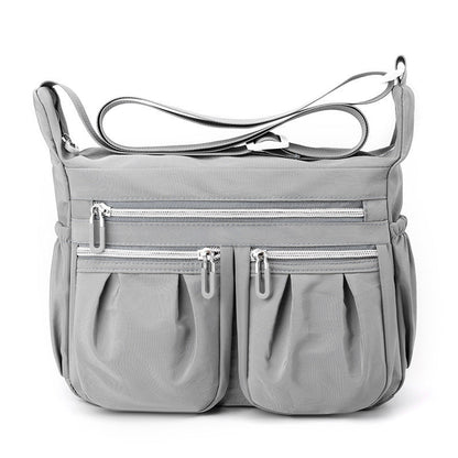 Grey Multi-Pocket Lightweight Nylon Crossbody Bag â€“ Stylish, Functional, and Spacious Shoulder Bag for Women