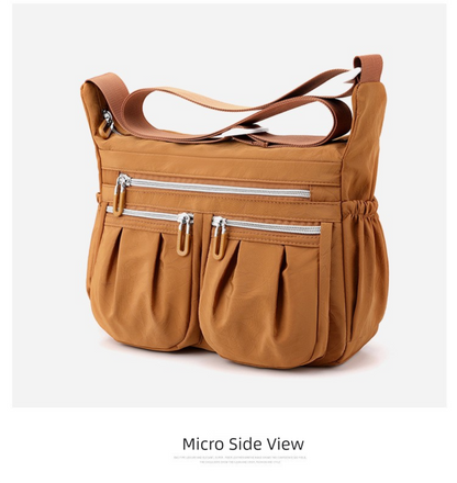 Grey Multi-Pocket Lightweight Nylon Crossbody Bag â€“ Stylish, Functional, and Spacious Shoulder Bag for Women