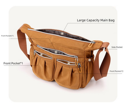 Dark Blue Multi-Pocket Lightweight Nylon Crossbody Bag â€“ Stylish, Functional, and Spacious Shoulder Bag for Women